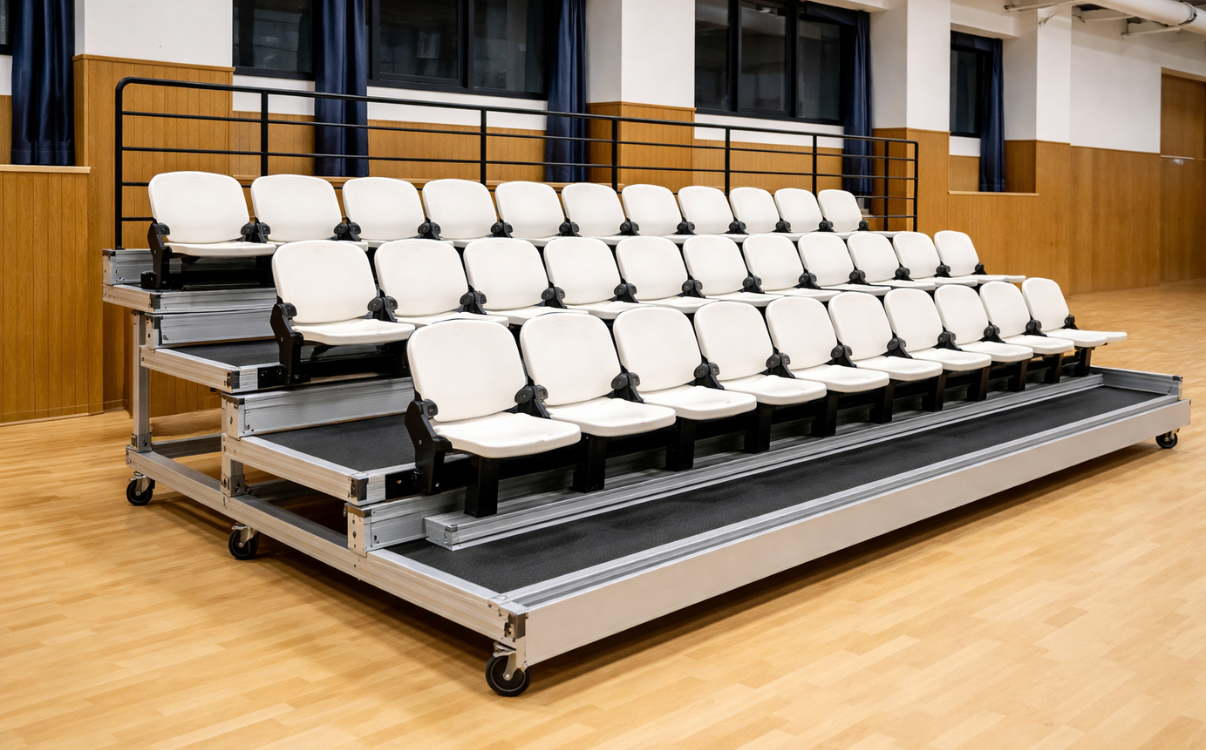 Ghế khán đài Armshell được làm từ nhựa nguyên sinh cao cấp với thiết kế tựa lưng liền khối, giúp tăng sự thoải mái, chống tia UV và chịu thời tiết tốt, phù hợp lắp đặt tại sân vận động và nhà thi đấu.