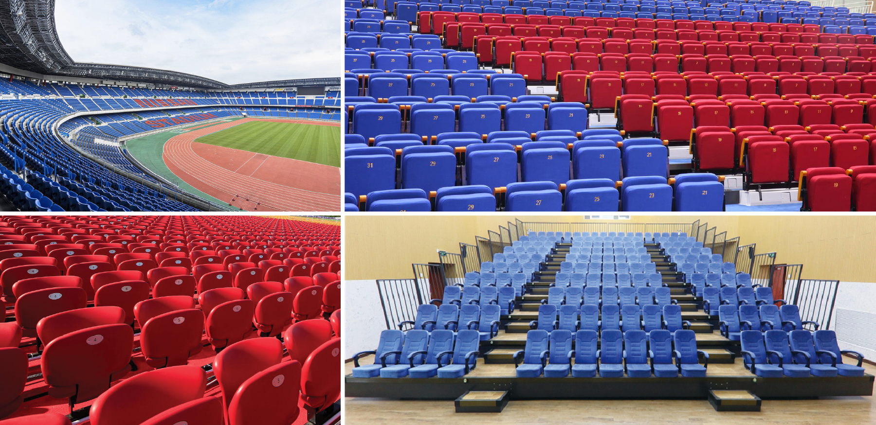 Đa dạng hóa trải nghiệm: RPB cung cấp ghế khán đài có tay, không tay, bọc da/vải, nhựa nguyên sinh – đáp ứng mọi phân khu VIP và khán giả phổ thông.