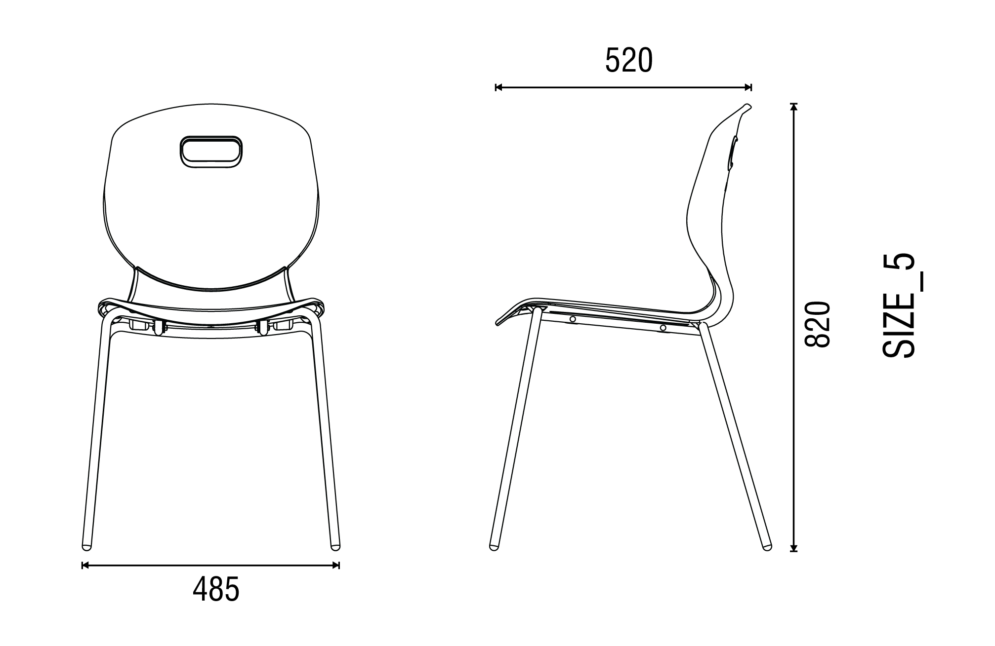 Kích thước ghế ARC 4 chân size 5