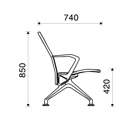Dimensions of the SJ9061-04 Waiting Bench