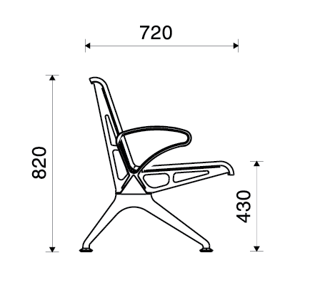 Kích thước ghế băng chờ Sport 02-1