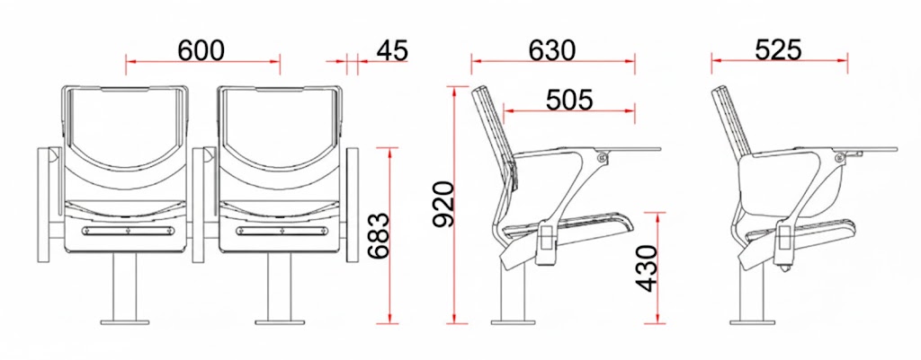 Obsidian Auditorium Chair Specs